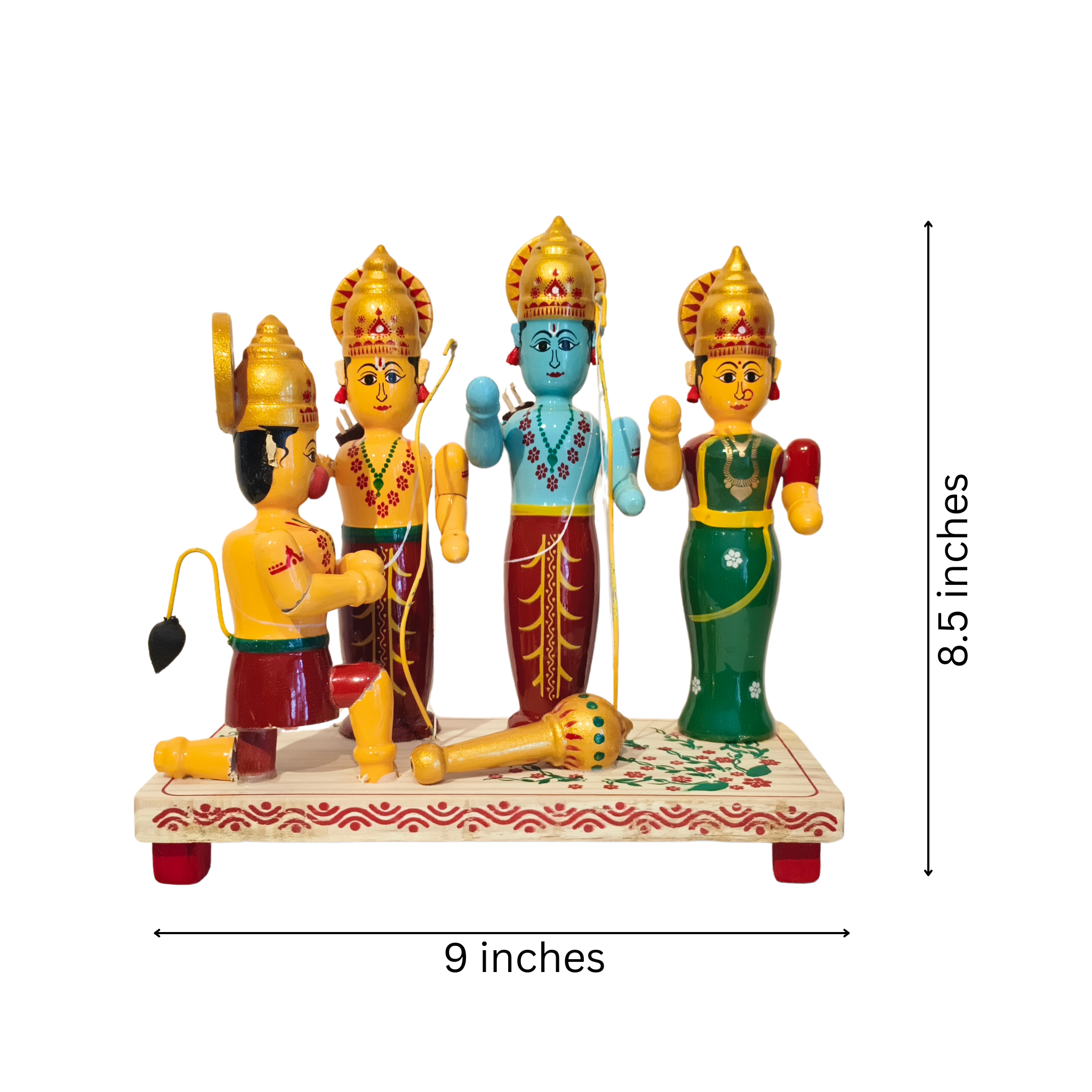Etikoppaka Ram Darbar-Wooden Statue of Lord Rama, Sita, Lakshmana, and Hanuman