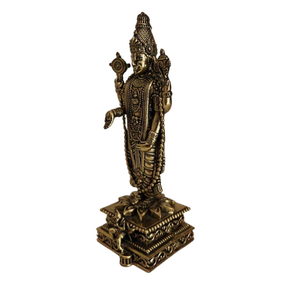Brass Tirupati Balaji Statue - Standing Lord Venkateswara Idol for Home & Office   Brass Artwork