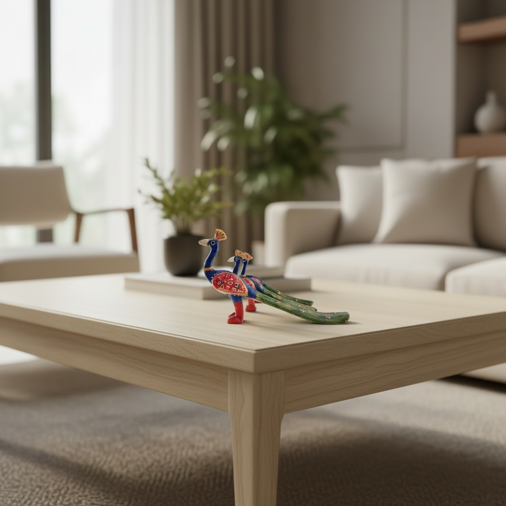 Wooden Decorative Peacock Trio | Handcrafted Art Pieces