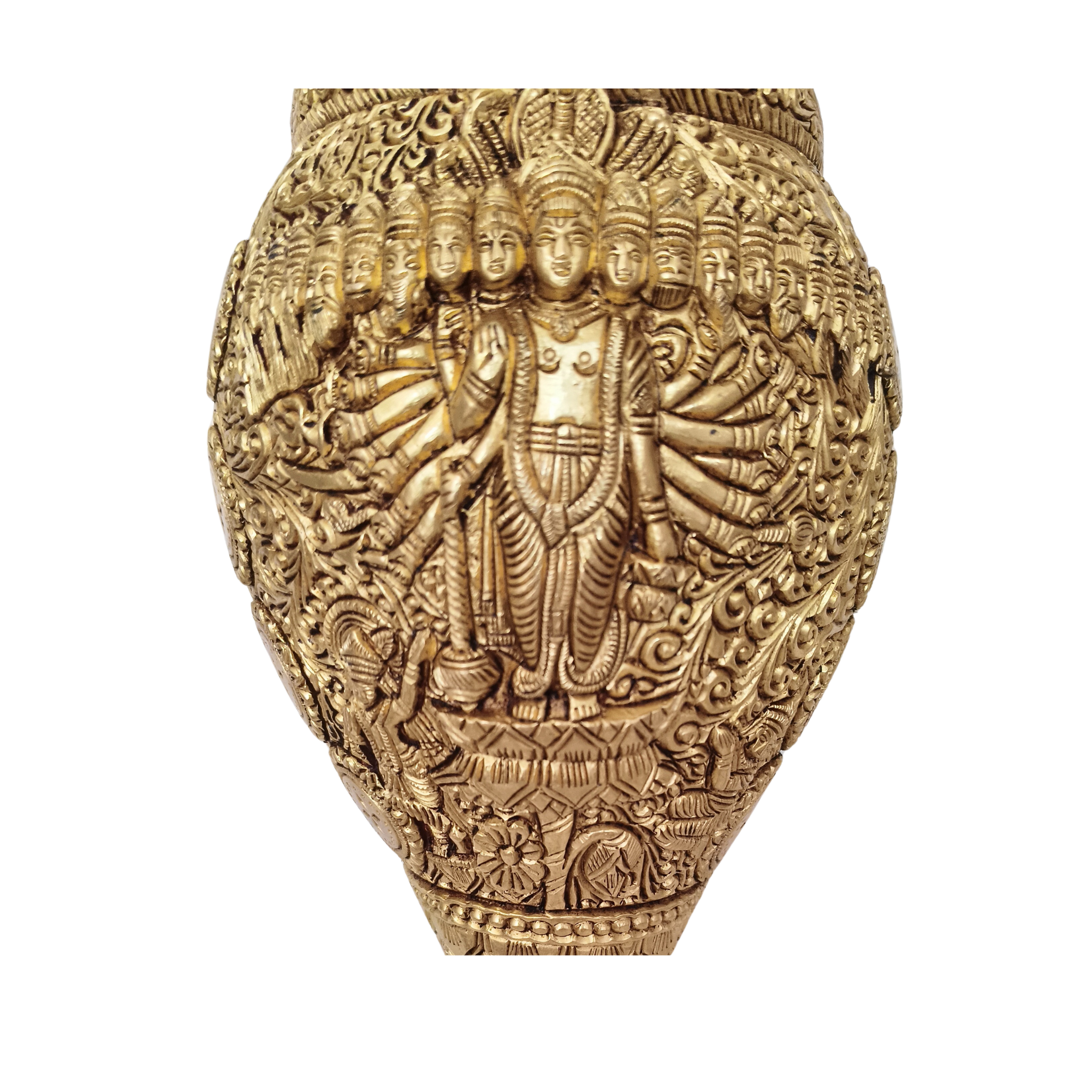 Intricately Carved Brass Shankha Wall Hanging: Divine Vishnu Dashavatara Idol