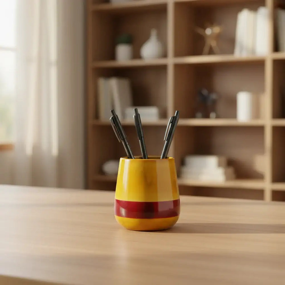 Artisan crafted wooden pen holder