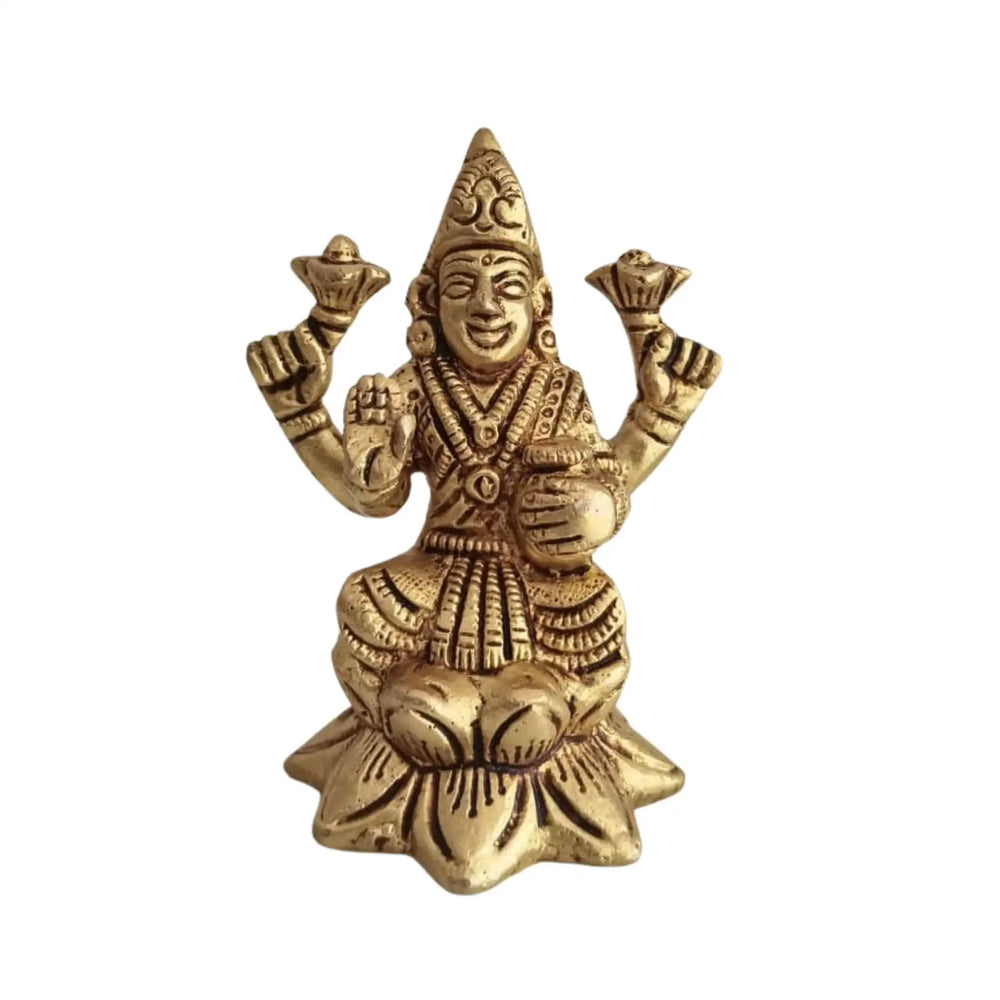 Brass Lakshmi & Ganesha Idol Set – Traditional Goddess Statue   Brass Ware