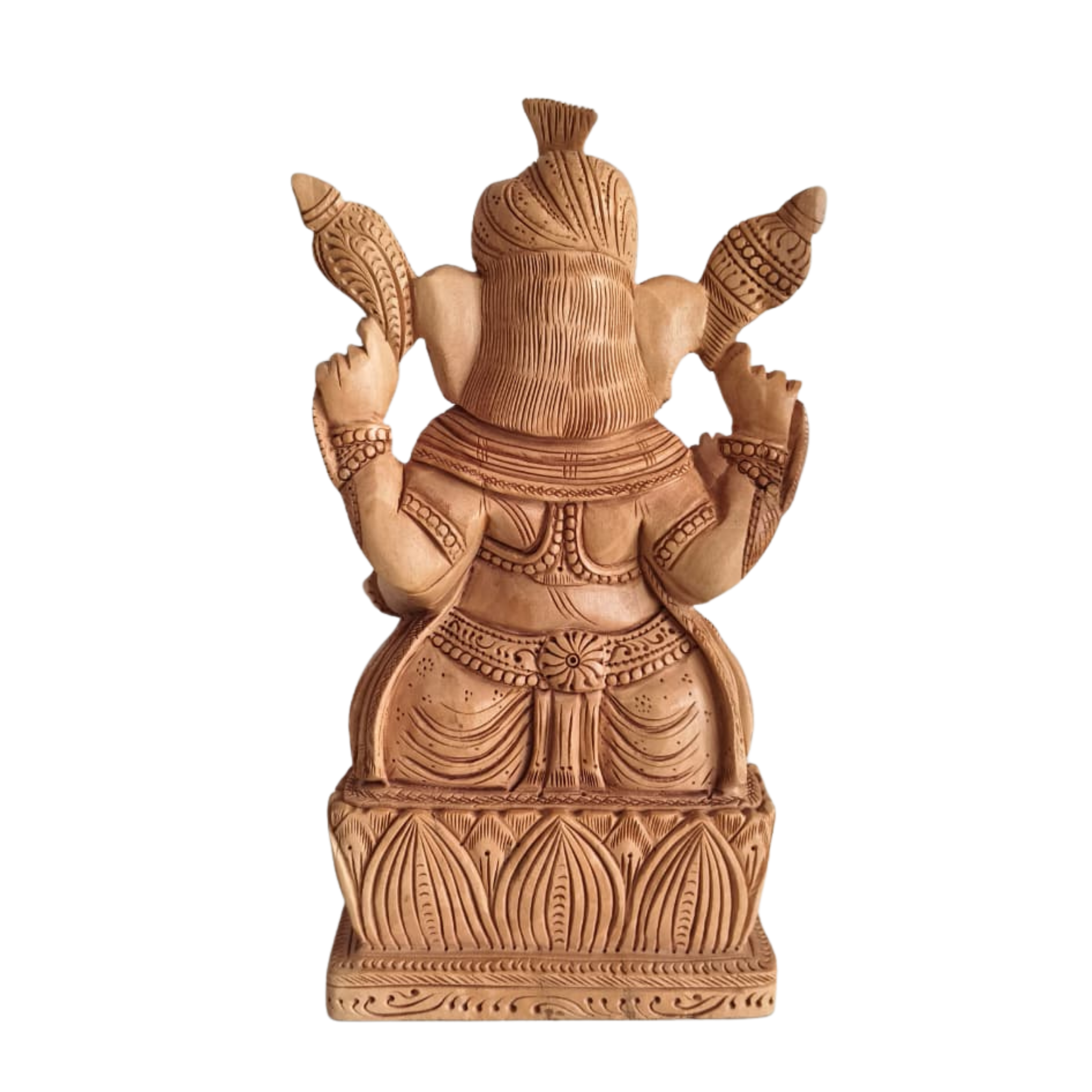 Hand-Carved Wooden Lord Ganesha Statue for Prosperity & Wisdom