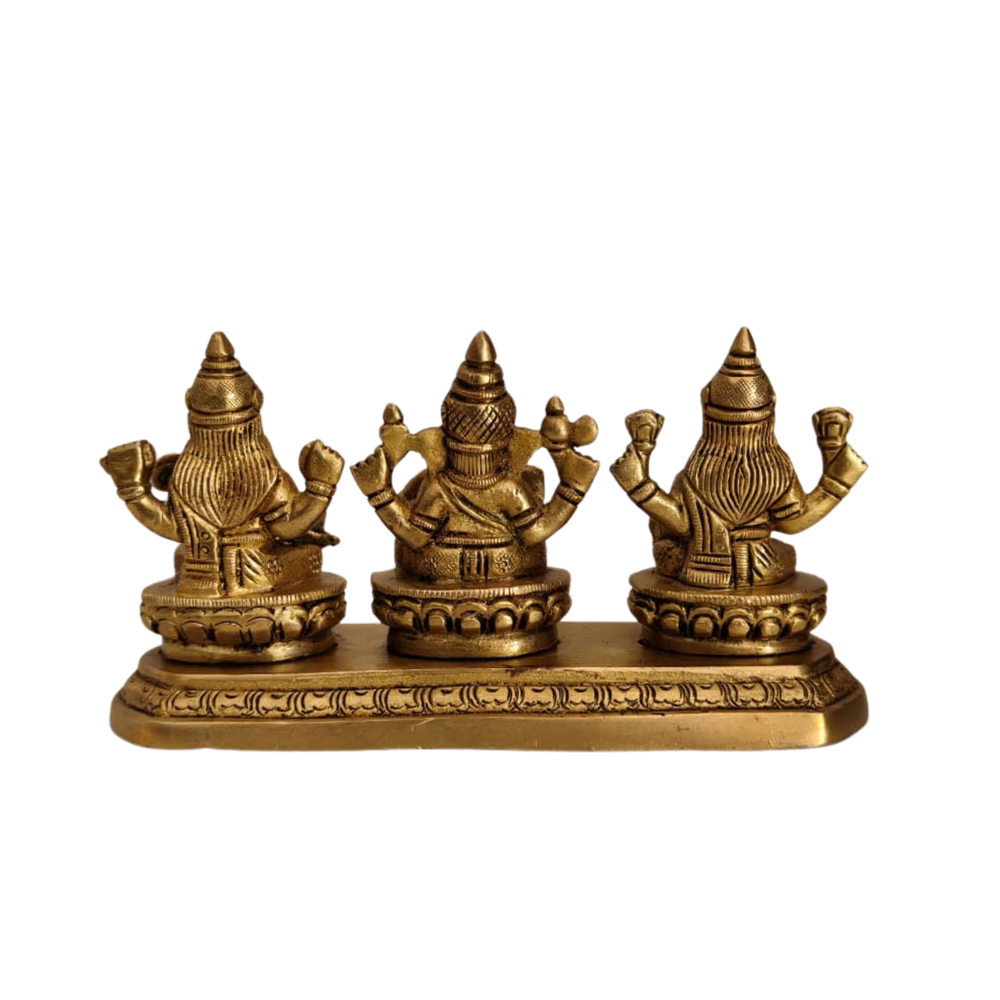 Brass Lakshmi Ganesha Saraswati Set - Divine Trinity Statue for Wealth   Brass Artwork