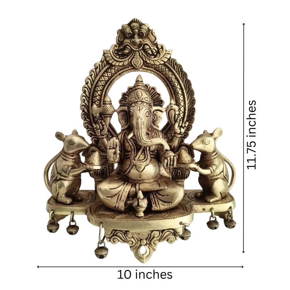 Divine Brass Ganesha with Mushika – Symbol of Wisdom, Humility & Prosperity   Brass Ware