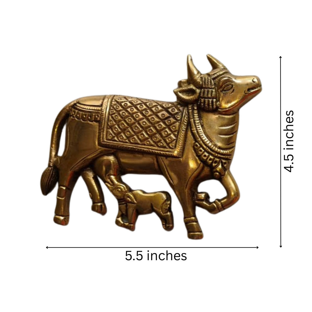 Sacred Golden Brass Nandi Wall Hanging / Decor Idol   Brass Ware