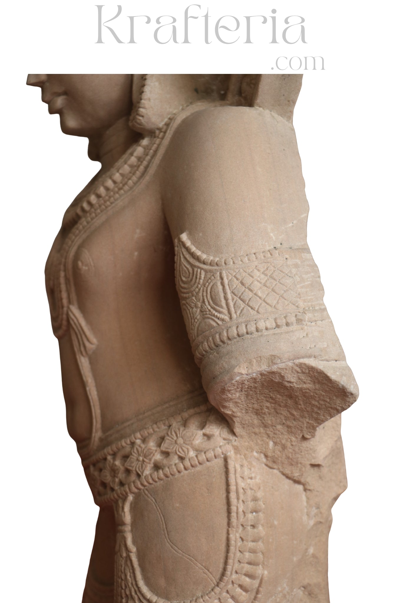 Ancient Indian Sandstone Sculpture of a Divine Being (Deva/Gandharva)