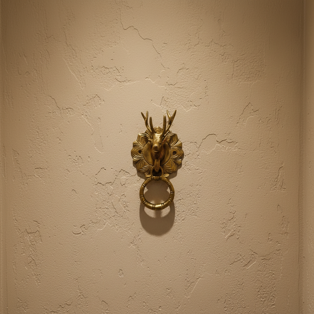 Handcrafted Brass Deer Head Door Knocker – Vintage Wall Décor Accent   Brass Artwork