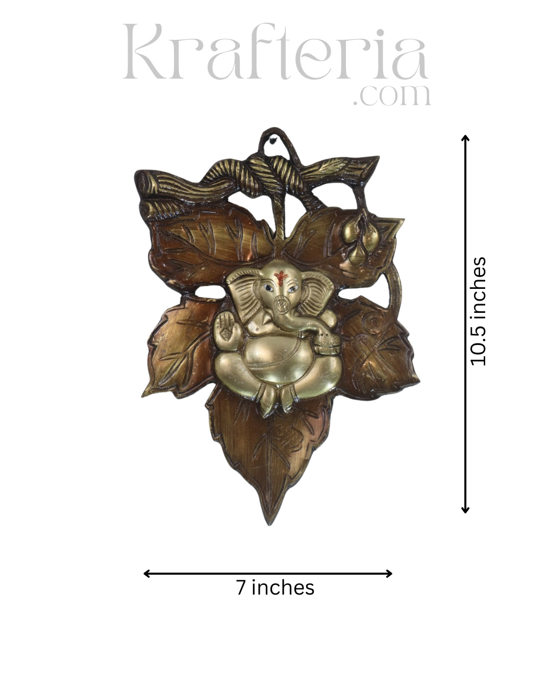 Brass Ganapati Leaf Wall Art – Symbol of Wisdom and Prosperity
