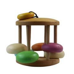 Natural wood baby rattle with safe paint