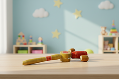 Eco-friendly Channapatna wooden tic tic rattle handmade in India