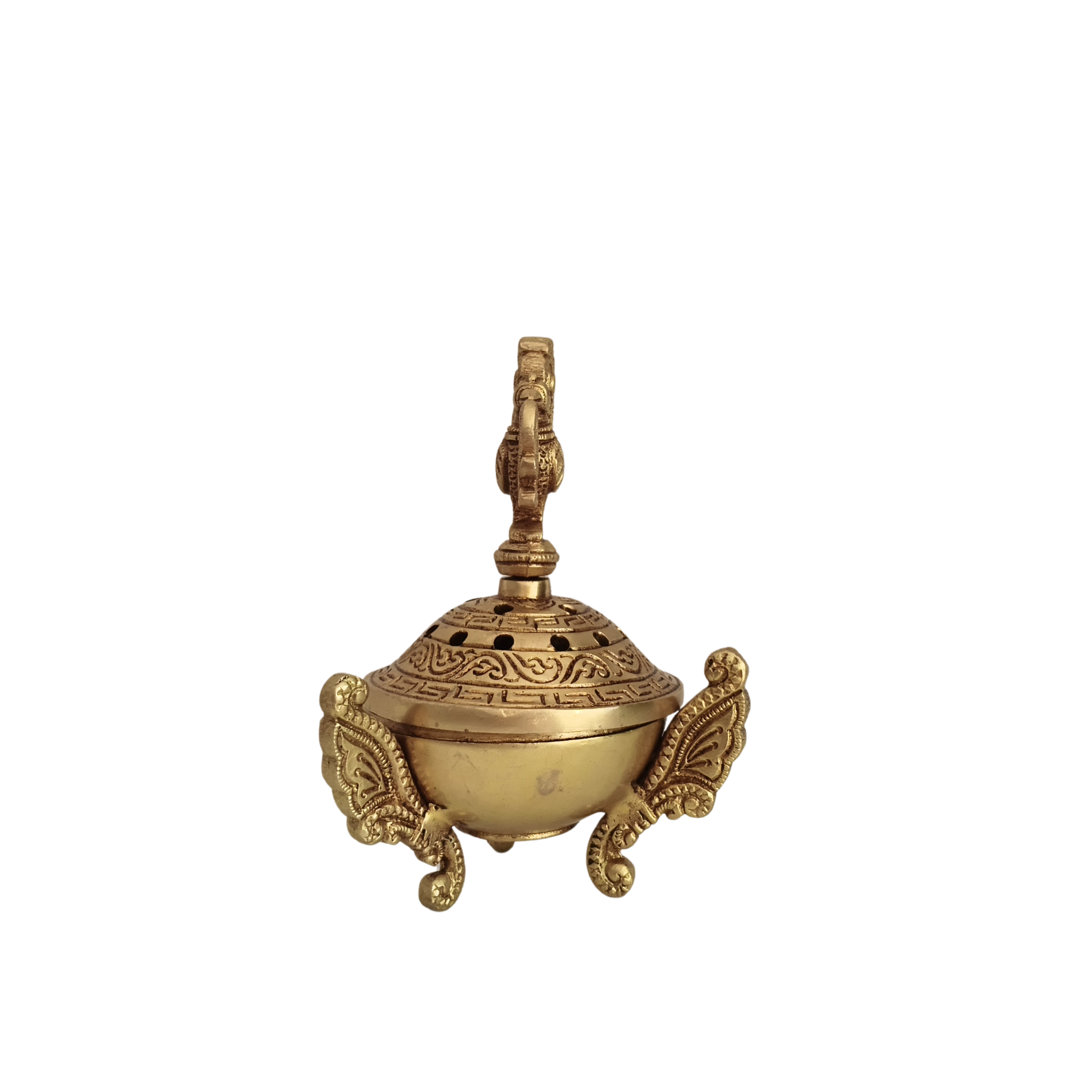 Ornate Handcrafted Brass Peacock Dhoop Dani / Incense Burner with Antique Finish