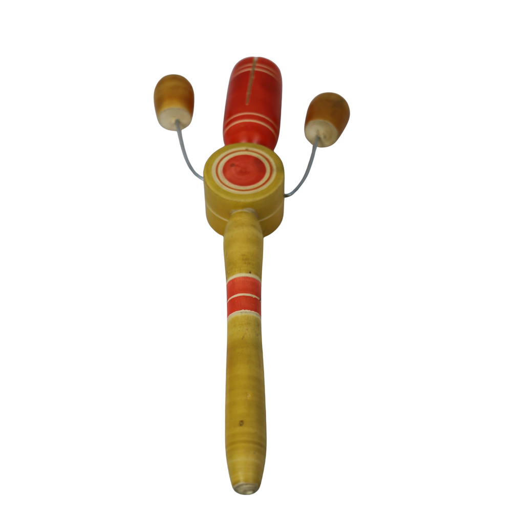 Handcrafted Channapatna wooden tic tic rattle with smooth finish