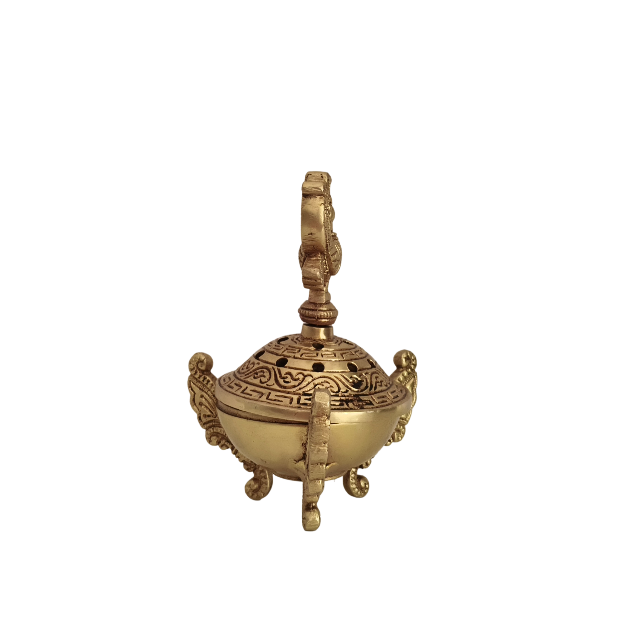 Ornate Handcrafted Brass Peacock Dhoop Dani / Incense Burner with Antique Finish