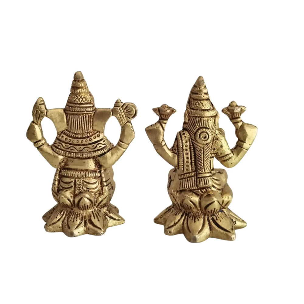 Brass Lakshmi & Ganesha Idol Set – Traditional Goddess Statue   Brass Ware