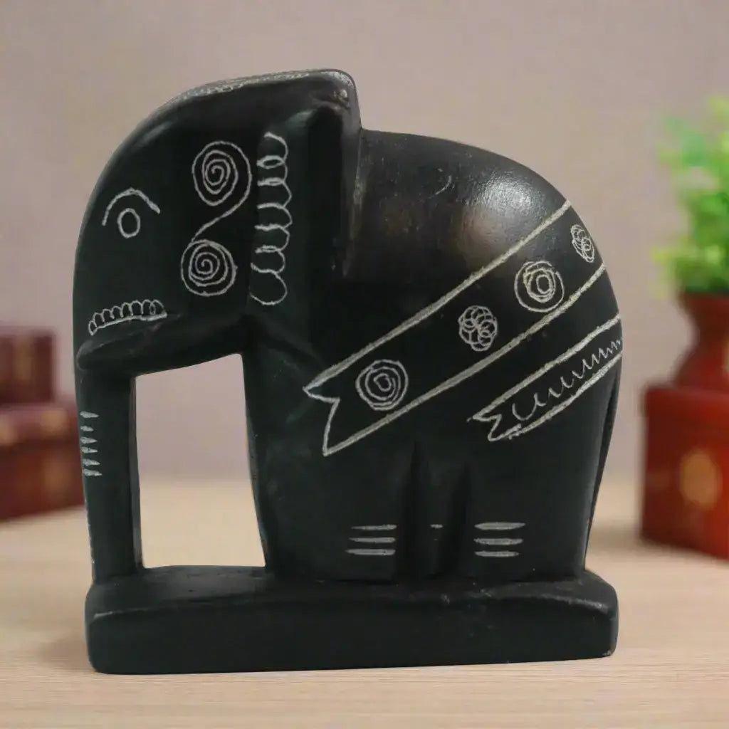 Soft Stone Elephant Showpiece – Handcrafted Decorative Figurine belur shanker