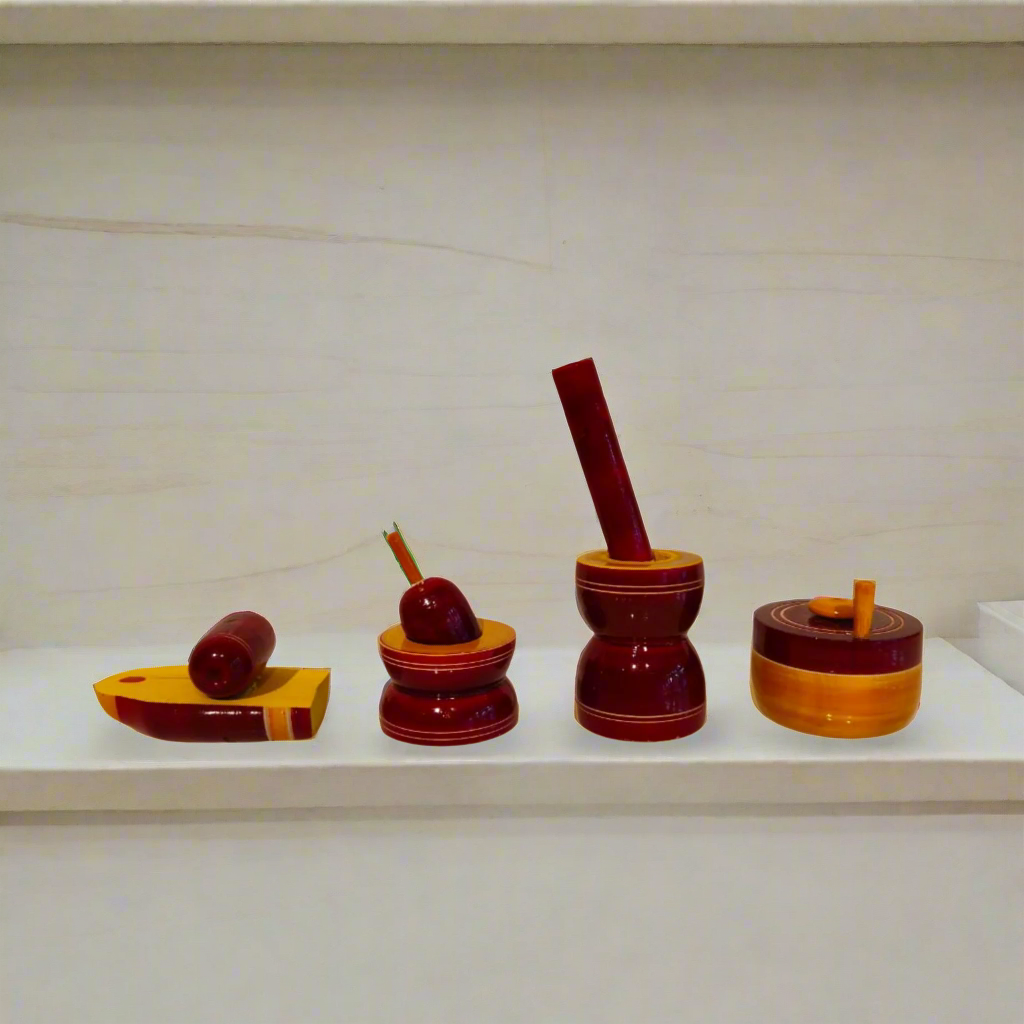 Etikoppaka Miniature Kitchen Grinding Set - Lacquer Wooden Toys | Decor