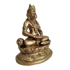 Brass Dhyana Mudra Hanuman Idol – Meditating Bajrangbali Idol   Brass Ware