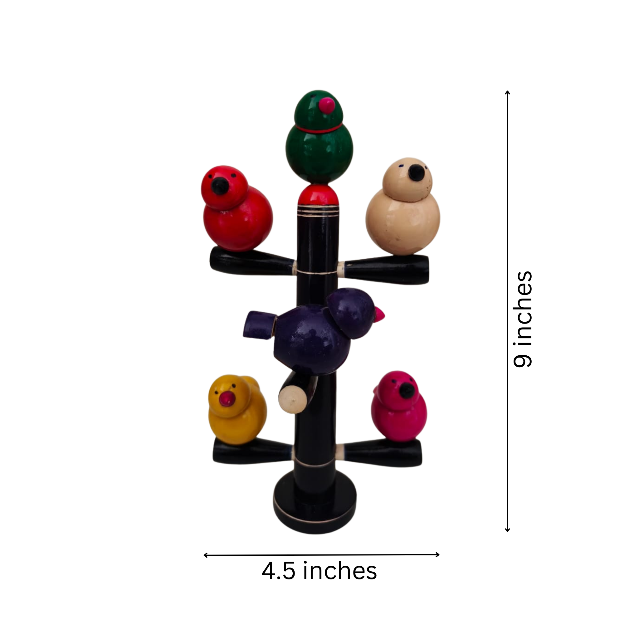 Vibrant Etikoppaka Lacquer Bird Stand - Handcrafted Wooden