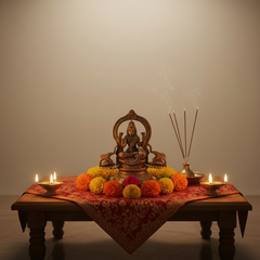 Traditional Goddess Lakshmi Seated on Lotus with Elephants Statue for Wealth & Prosperity   Brass Artwork
