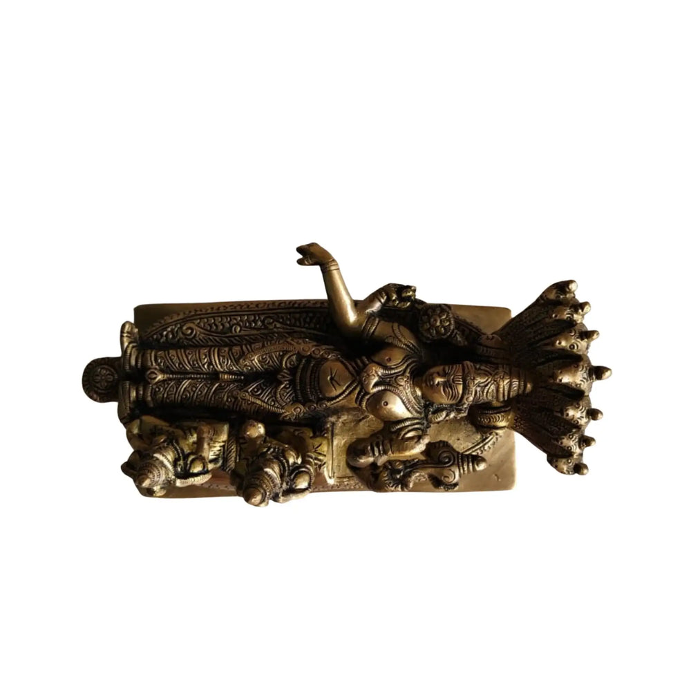 Brass Vishnu Ananta Shesha Statue – Lord Vishnu Resting with Goddess Lakshmi & Bhudevi   Brass Ware