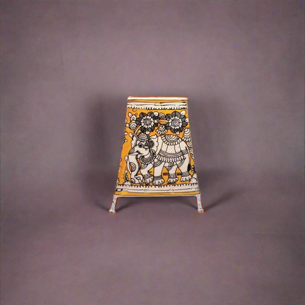 Artisan Crafted Elephant in Kalamkari Leather Puppetry | Bed Lamp