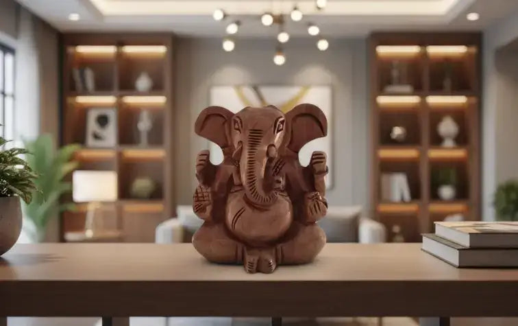 Decorative Wooden Ganesh in Seated Position | Handmade Religious Figurine maruthi handicrafts