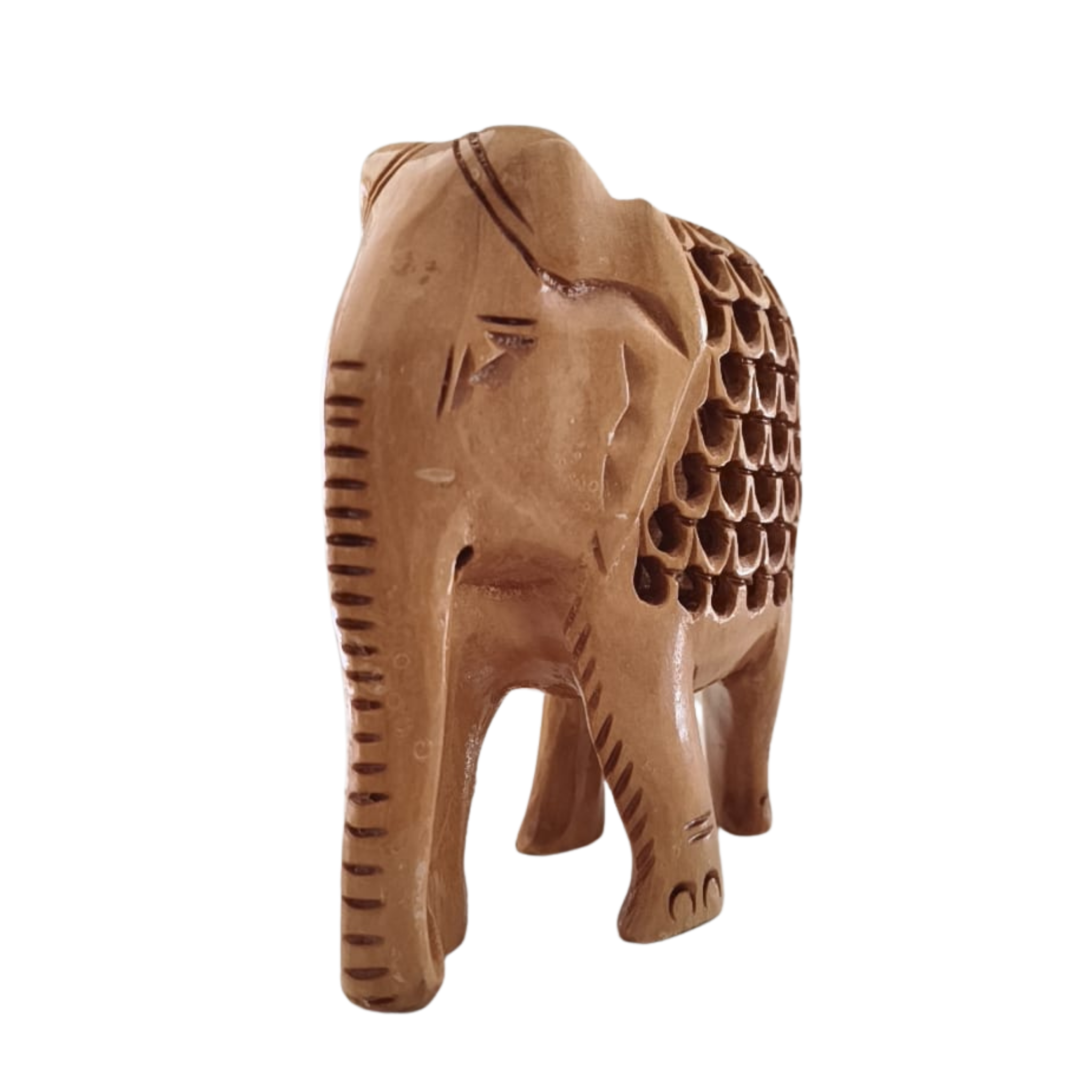 Wooden Elephant with Jali Work | Handmade Indian Craft Sculpture