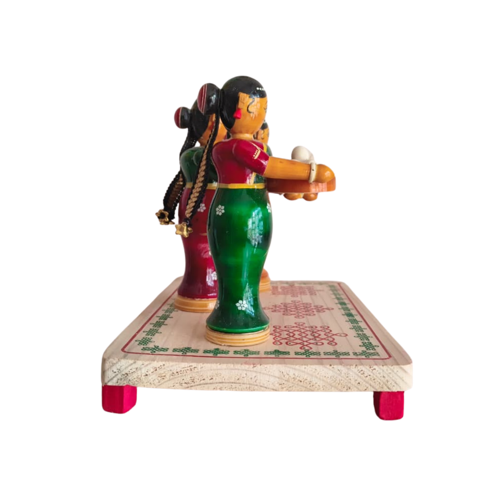 Cultural Etikoppaka Toy Ladies Serving Tambulam   Etikoppaka Lacquerware