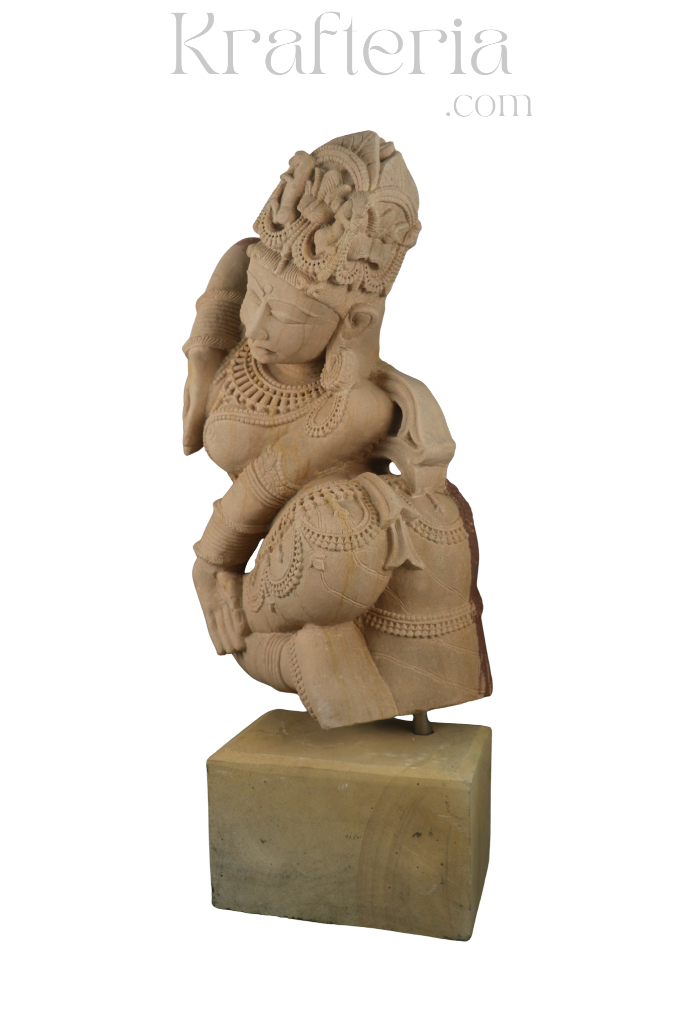 Sandstone Sculpture Of A Traditional Indian Dancer
