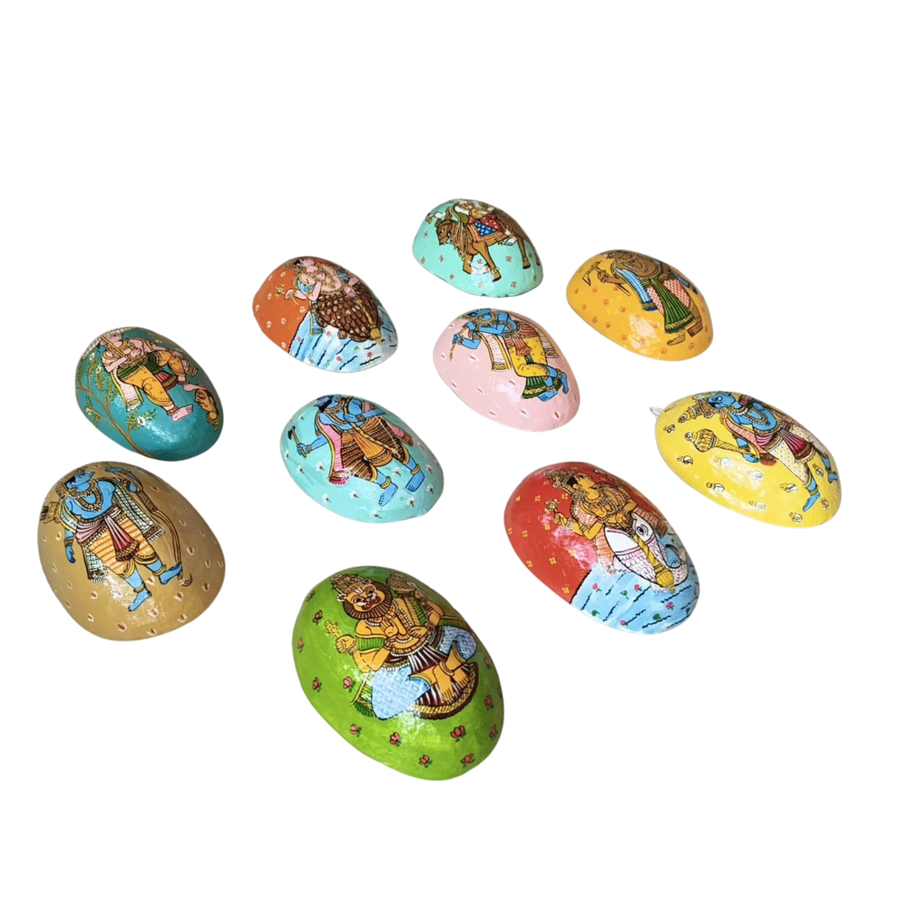 Hand-Painted Cheriyal Art Dashavataram Mask Set –  Vishnu Avatars Wall Decor   wall decor