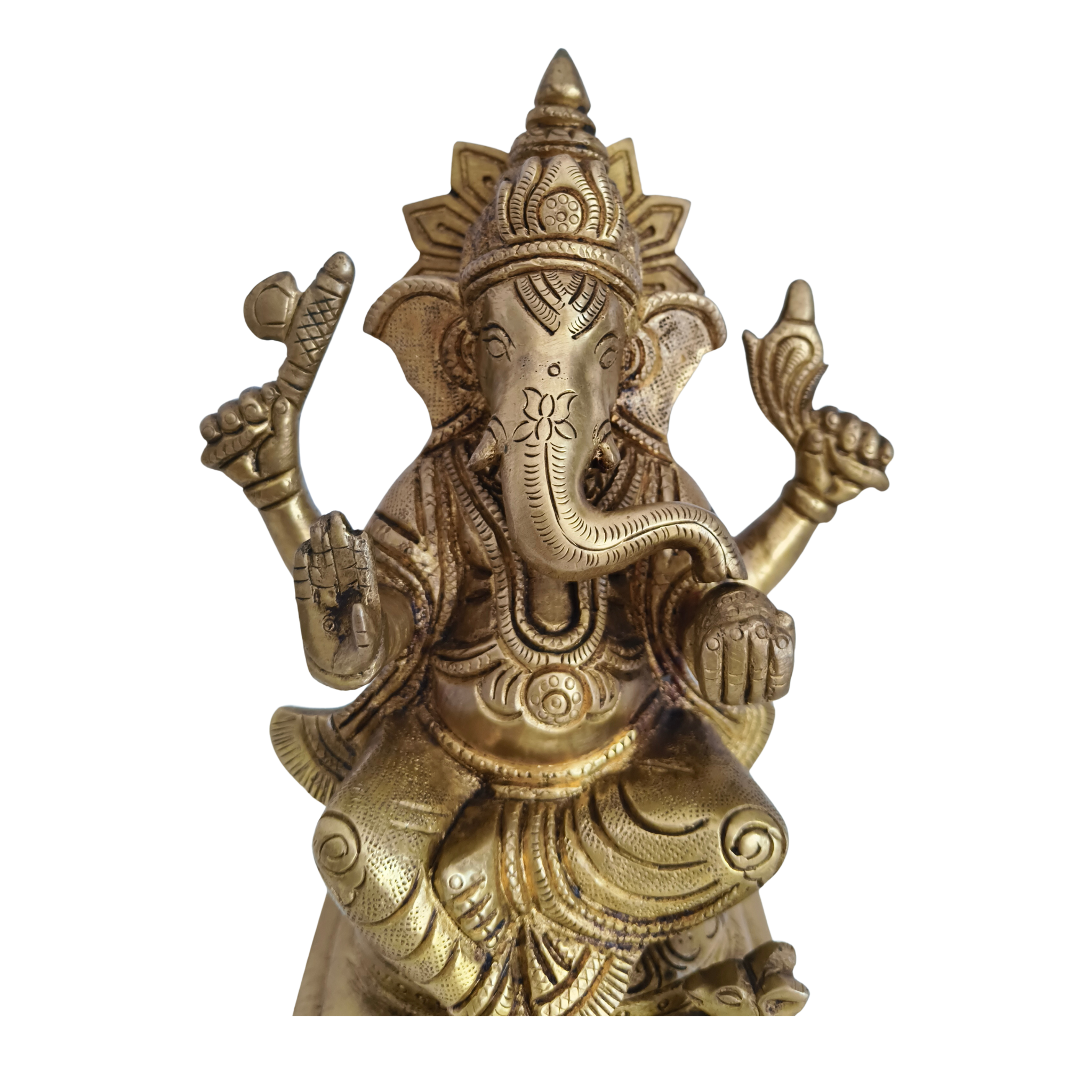 Divine Brass Lord Ganesha Idol – Symbol of Wisdom, Prosperity, and Auspicious Beginnings