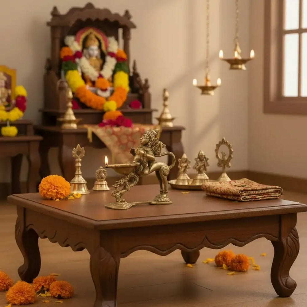 Mythical Brass Yali (Vyala) Oil Lamp - Traditional Indian Diya Stand   Brass Ware