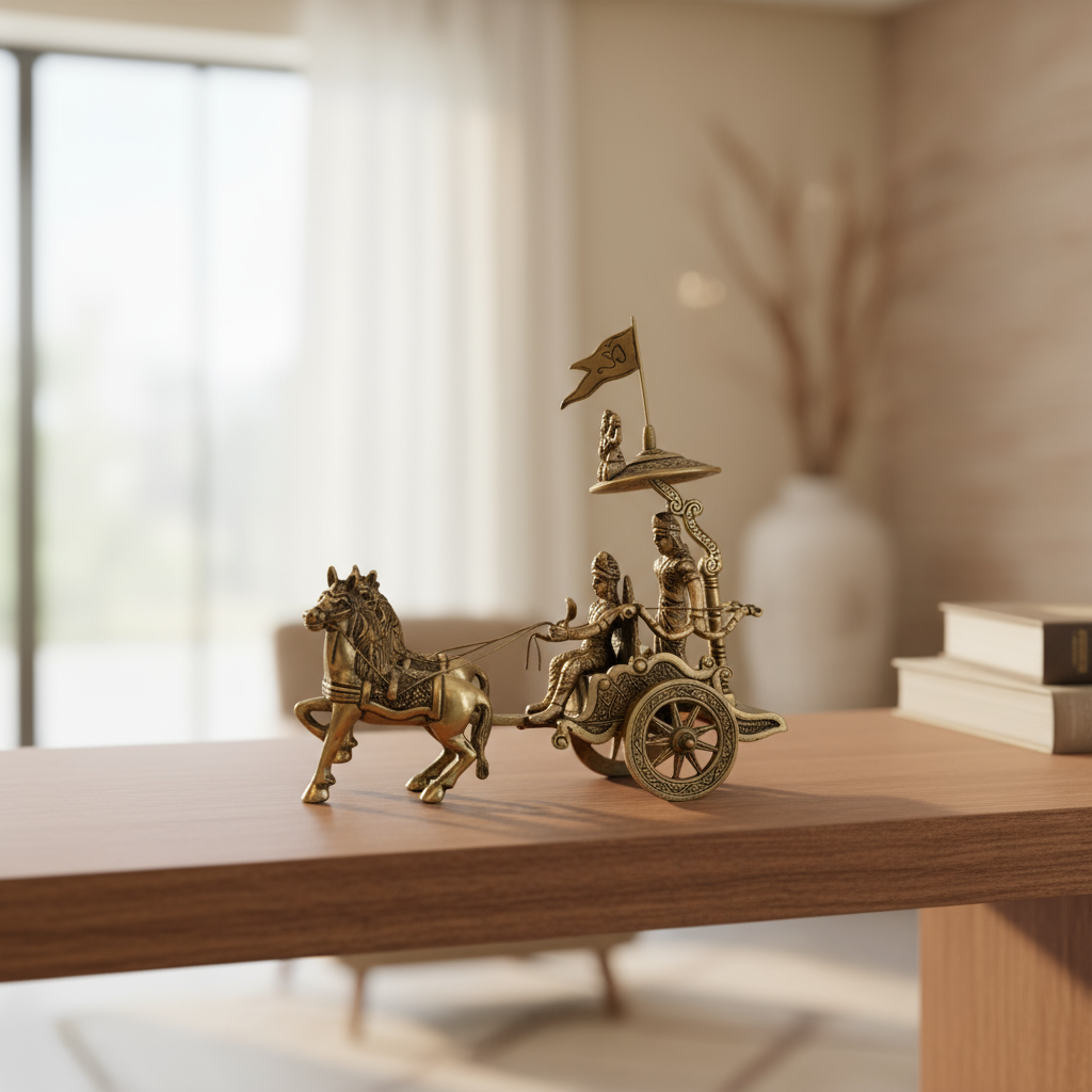 Lord Krishna and Arjuna Chariot Idols