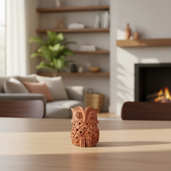 Hand-Carved Wooden Owl | Rustic Home Decor Figurine