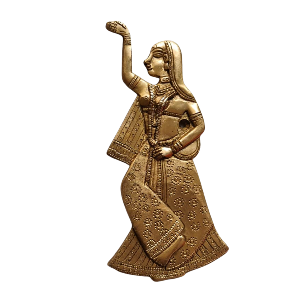 Brass Traditional Indian Dancer Wall Accents – Pair of 2   Brass Artwork