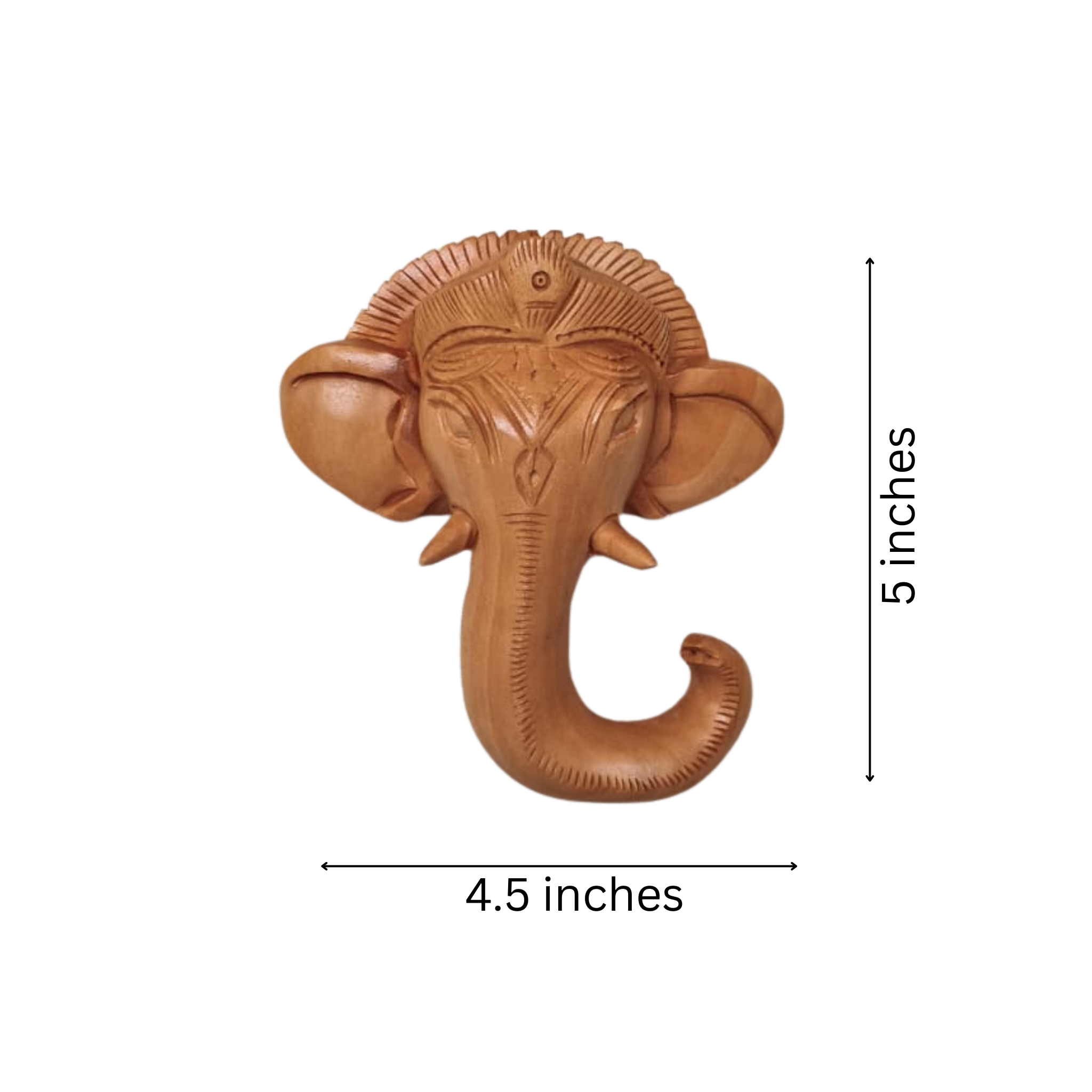Hand-Carved Wooden Ganesha Elephant Head Wall Hanging