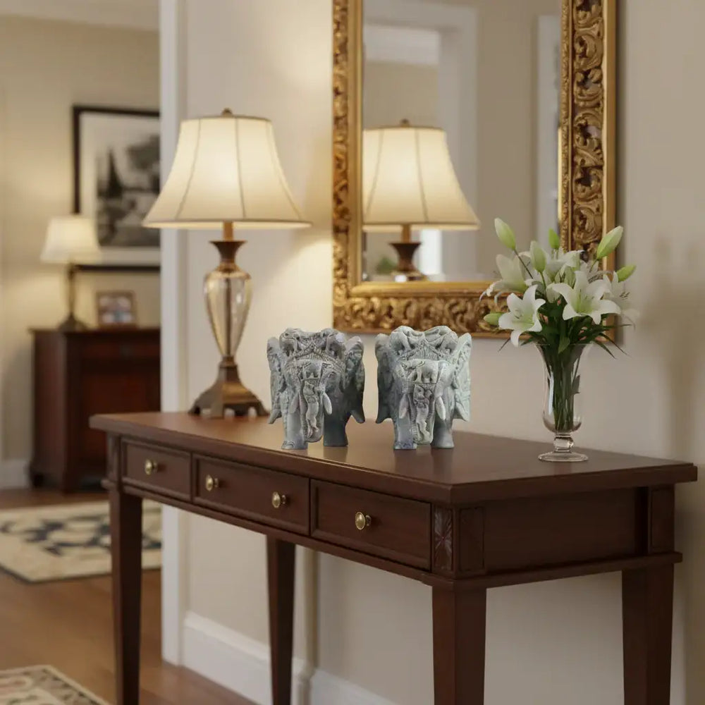 Pair of Elephants in Soft Stone – Intricate Jali Carving Handcrafted Artwork   Jali Art