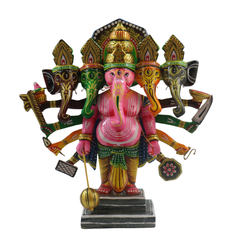 Handcrafted Panchamukhi Ganesha – Auspicious Idol for Pooja & Gifting   Wooden Lacquerware