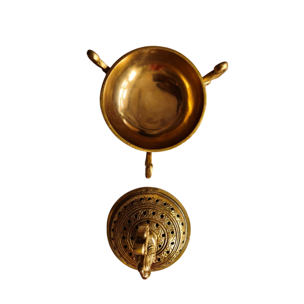Royal Peacock Brass Sambrani Burner   Brass Artwork