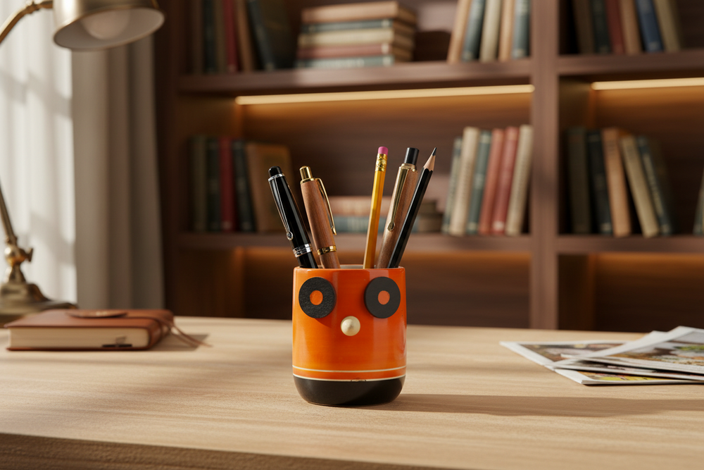 Artistic owl desk organizer
