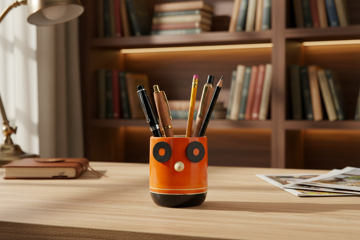 Artistic owl desk organizer