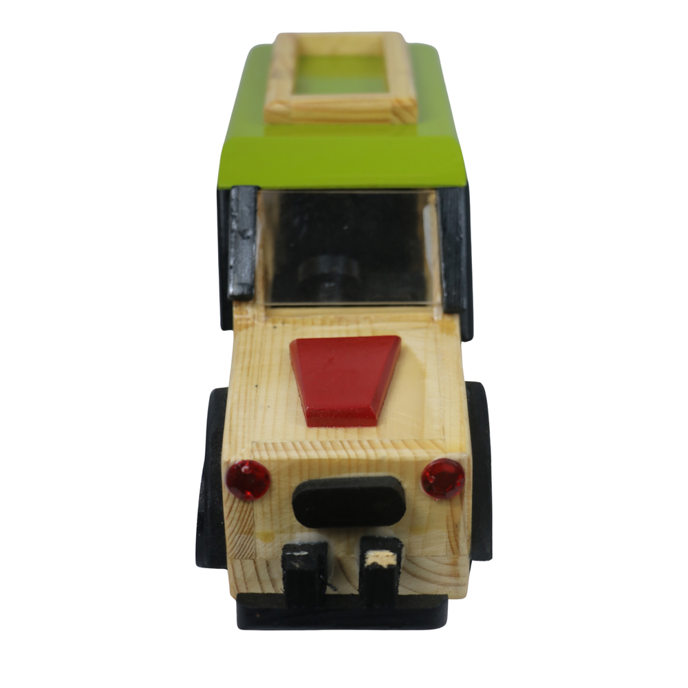 Colourful Channapatna wooden SUV toy with smooth lacquer polish