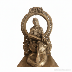 Brass Shirdi Sai Baba Statue with Prabhavali | Traditional Spiritual Altar Idol   Brass Artwork