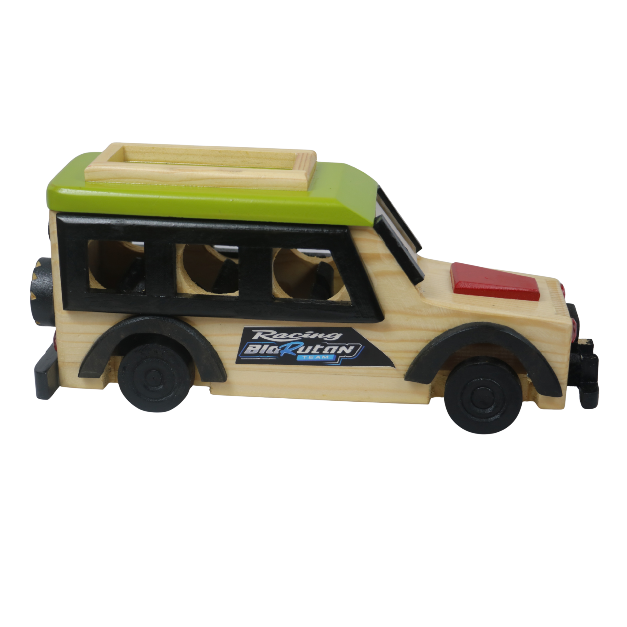 Hand-painted Channapatna wooden SUV toy in vibrant colours