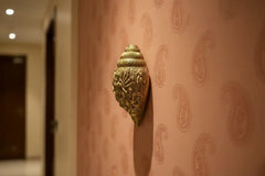 Sacred Brass Durga Mata Shankh Wall Decor – Divine Conch Art for Spiritual Interiors   Brass Ware