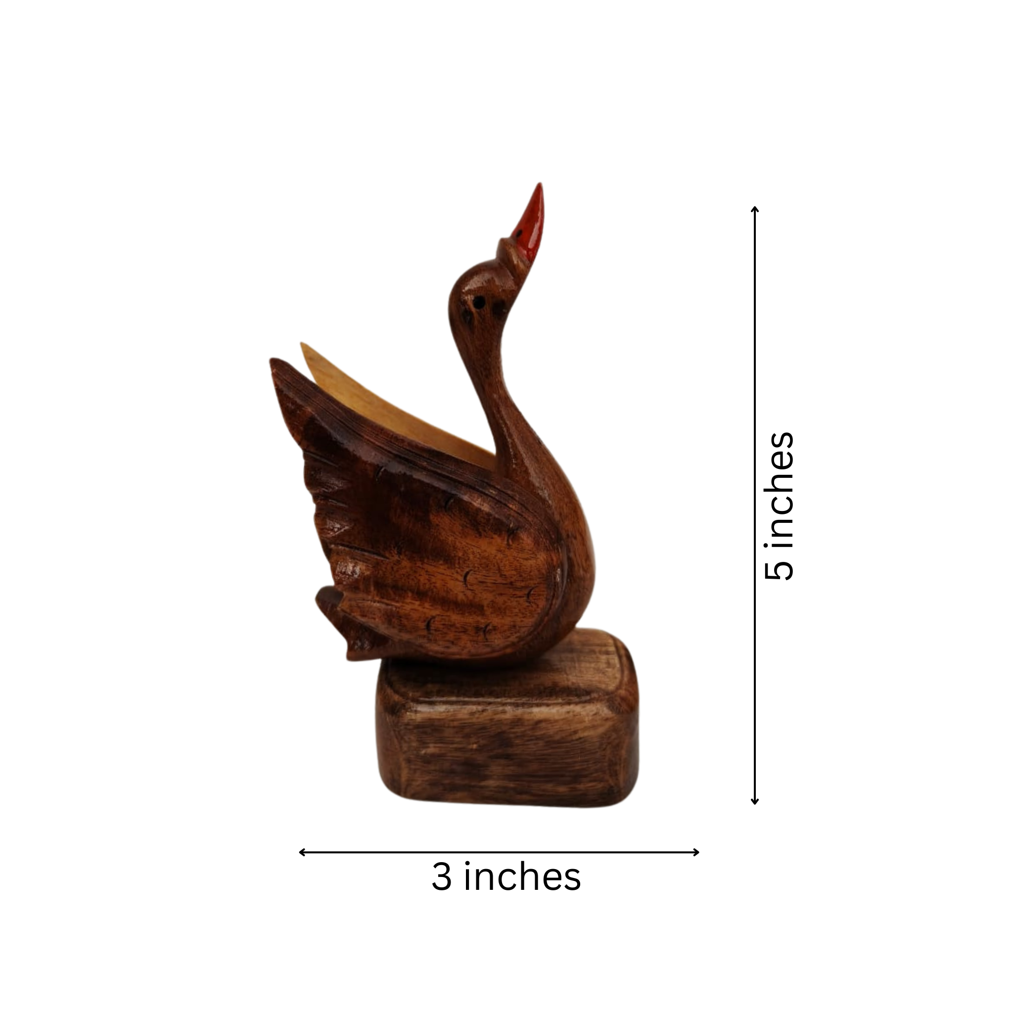 Elegant Hand-Carved Wooden Swan | Duck Holder