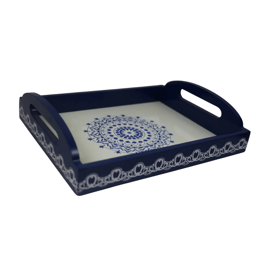 Traditional Channapatna wooden tray hand-painted by skilled artisans
