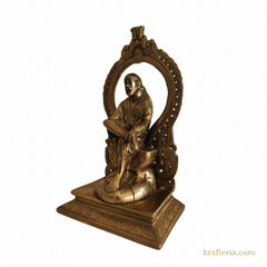 Brass Shirdi Sai Baba Statue with Prabhavali | Traditional Spiritual Altar Idol   Brass Artwork