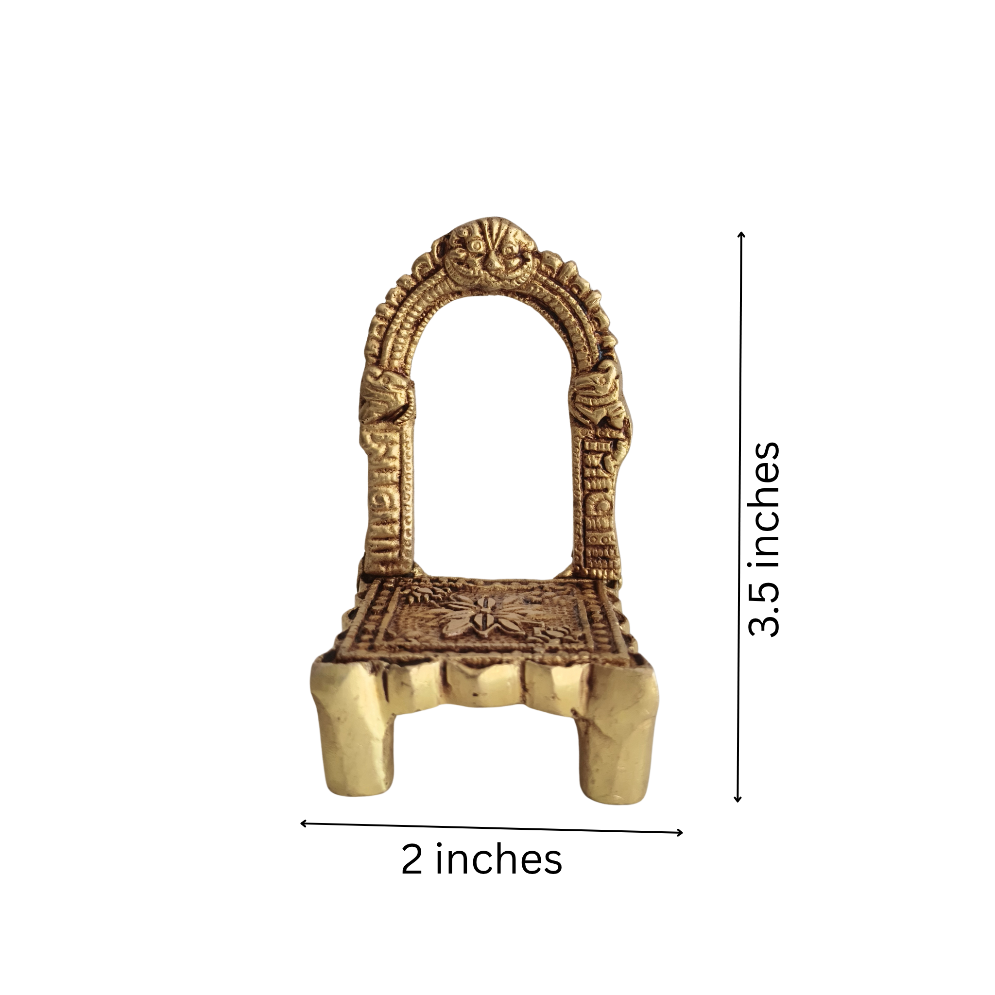 Golden Brass Simhasan (Throne) with Elegant Arch Frame